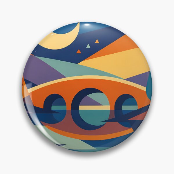 Item preview, Geometric Crescent Moon Bridge Landscape designed and sold by InkSmithery.