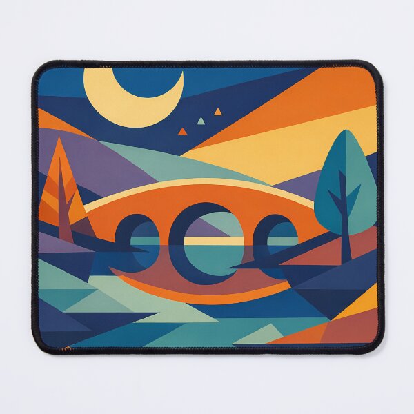Item preview, Geometric Crescent Moon Bridge Landscape designed and sold by InkSmithery.