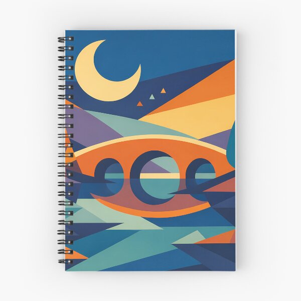 Item preview, Geometric Crescent Moon Bridge Landscape designed and sold by InkSmithery.