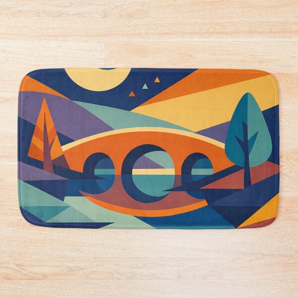 Item preview, Geometric Crescent Moon Bridge Landscape designed and sold by InkSmithery.