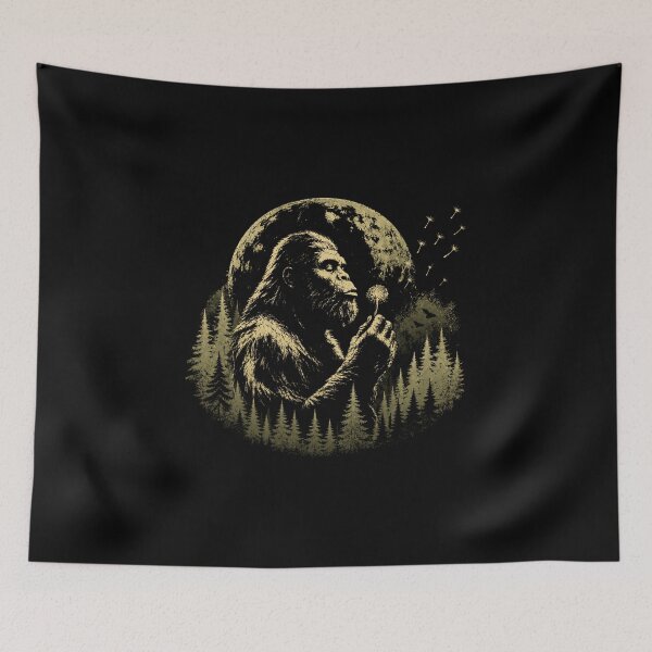 Item preview, Mystical Bigfoot Blowing Dandelion Moon Design designed and sold by LunaMagicStudio.
