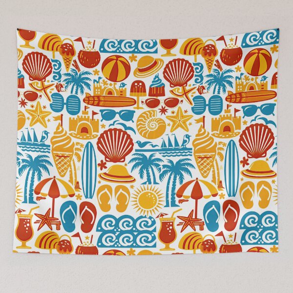 Item preview, Colorful Surfboards and Flip Flops Summer Pattern designed and sold by Piotrek0001.