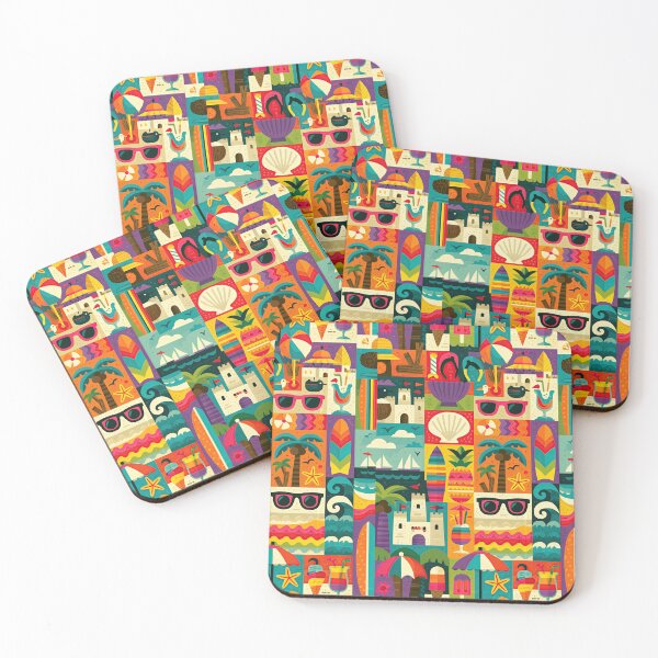 Item preview, Retro Sandcastle and Palm Tree Vacation Design designed and sold by Piotrek0001.