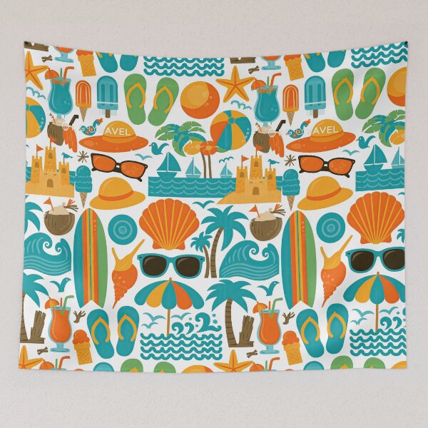 Item preview, Bright Teal Waves and Sunglasses Beach Art designed and sold by Piotrek0001.