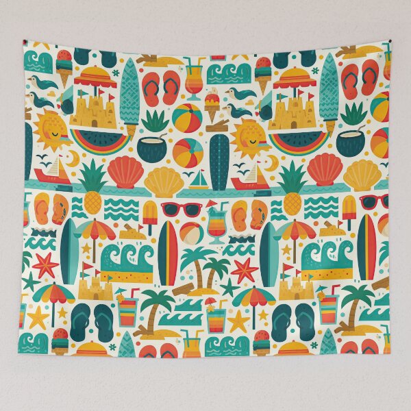 Item preview, Tropical Watermelon and Surfboard Seamless Pattern designed and sold by Piotrek0001.