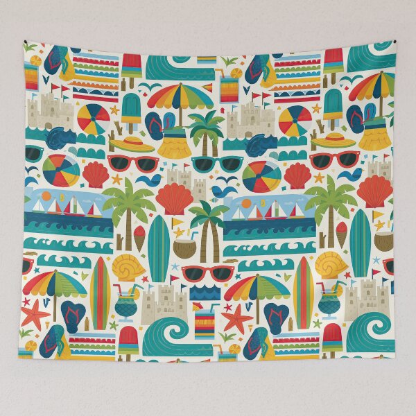 Item preview, Colorful Sandcastle and Ocean Waves Illustration designed and sold by Piotrek0001.