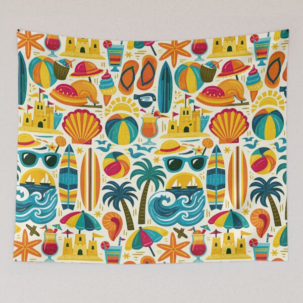 Item preview, Sunny Beach Day Sandcastle and Palm Art designed and sold by Piotrek0001.