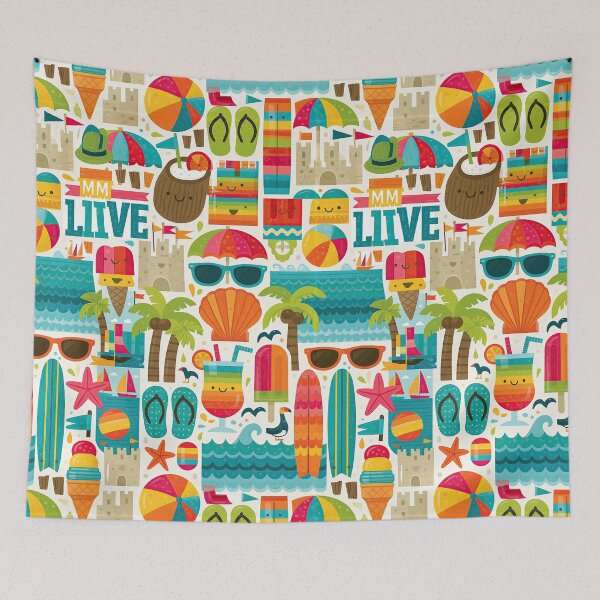 Item preview, Retro Summer Vacation Doodle Background designed and sold by Piotrek0001.