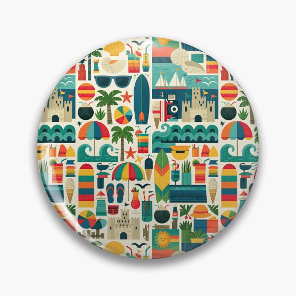 Item preview, Dense Retro Beach Elements Illustration designed and sold by Piotrek0001.