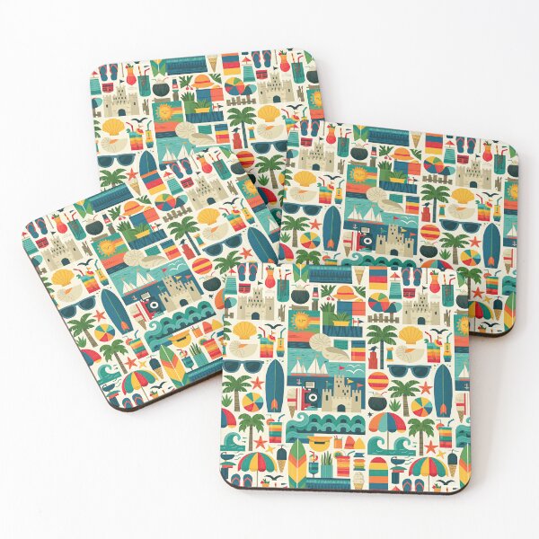 Item preview, Dense Retro Beach Elements Illustration designed and sold by Piotrek0001.