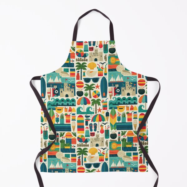 Item preview, Dense Retro Beach Elements Illustration designed and sold by Piotrek0001.