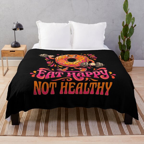 Item preview, Eat Happy Not Healthy Funny Gym Donut Joke Design Food Humor Fitness Cheat Day Gift designed and sold by Im-Ara.