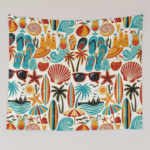 Item preview, Coastal Summer Holiday Doodle Pattern designed and sold by Piotrek0001.