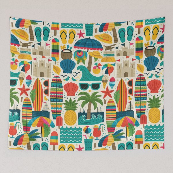 Item preview, Pineapples and Surfboards Tropical Art designed and sold by Piotrek0001.