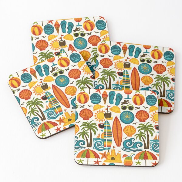 Item preview, Colorful Seashell and Starfish Summer Print designed and sold by Piotrek0001.