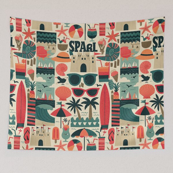 Item preview, Vintage Summer Beach Trip Seamless Texture designed and sold by Piotrek0001.