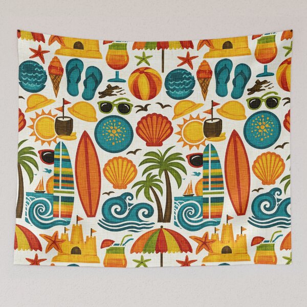 Item preview, Colorful Seashell and Starfish Summer Print designed and sold by Piotrek0001.