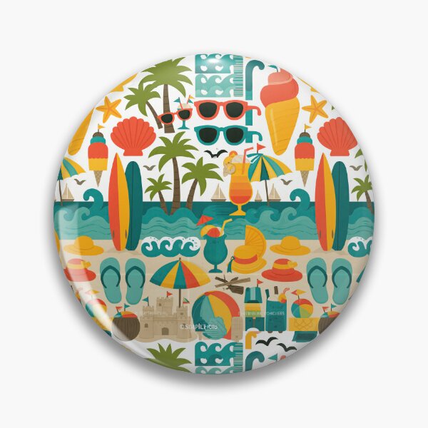 Artikelvorschau, Sunny Beach Resort Elements Pattern entworfen und verkauft von Piotrek0001.