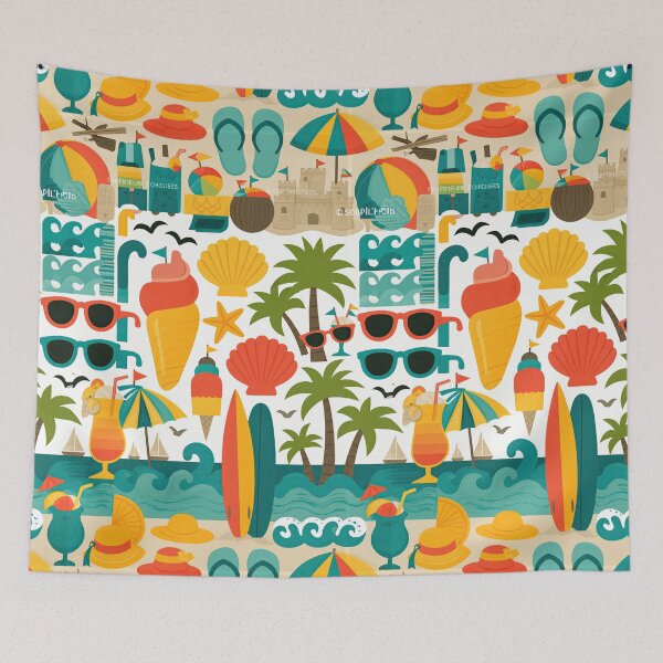 Item preview, Sunny Beach Resort Elements Pattern designed and sold by Piotrek0001.
