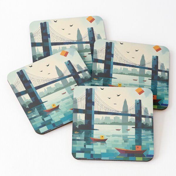 Item preview, Whimsical River Crossing: Geometric Bridge Art designed and sold by Paulocdias.