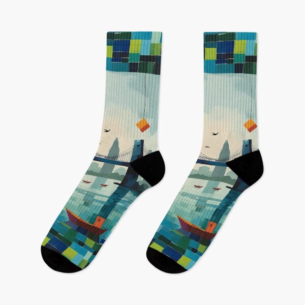 Item preview, Whimsical River Crossing: Geometric Bridge Art designed and sold by Paulocdias.
