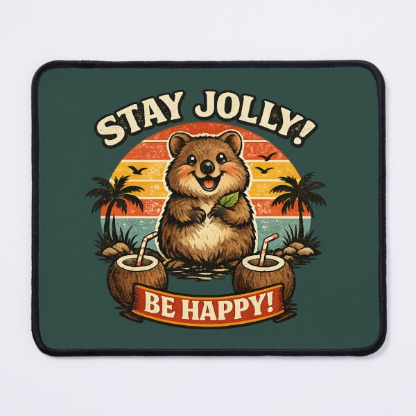 Item preview, Stay Jolly Be Happy - Cute Quokka Retro Sunset designed and sold by SidTastic .
