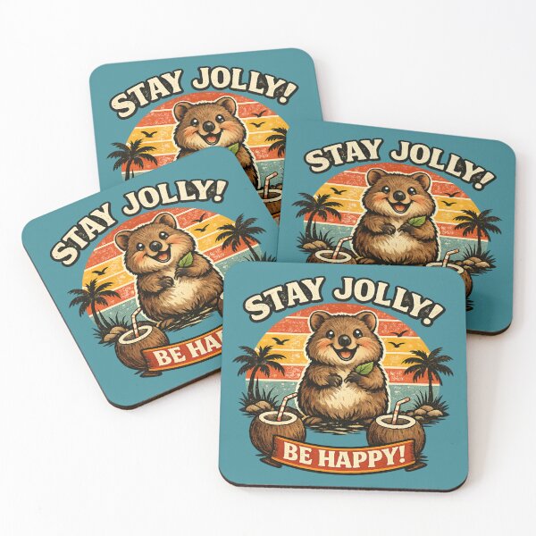 Item preview, Stay Jolly Be Happy - Cute Quokka Retro Sunset  designed and sold by SidTastic .