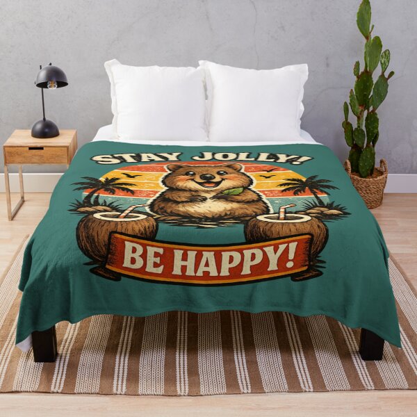 Item preview, Stay Jolly Be Happy - Cute Quokka Retro Sunset  designed and sold by SidTastic .