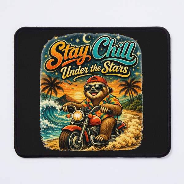 Item preview, Stay Chill Under the Stars - Sloth Motorcycle Cosmic Beach designed and sold by StarbornWorks.
