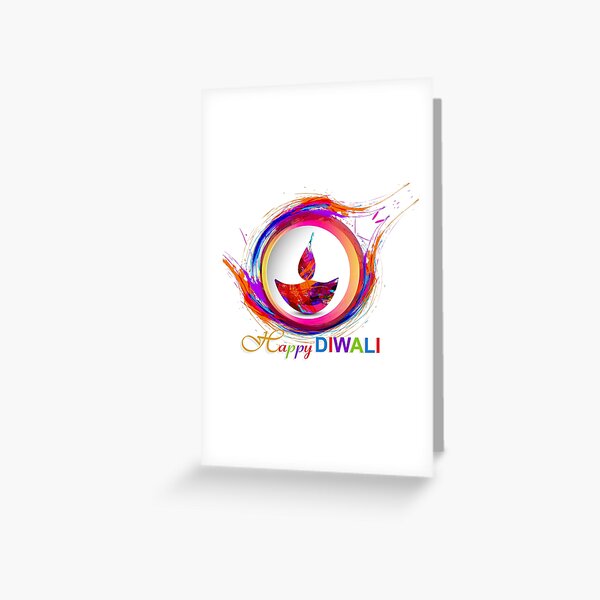 Diwali Gift for Family Diya Abstract Watercolor | Diwali Hindu Festival Shirts Greeting Card