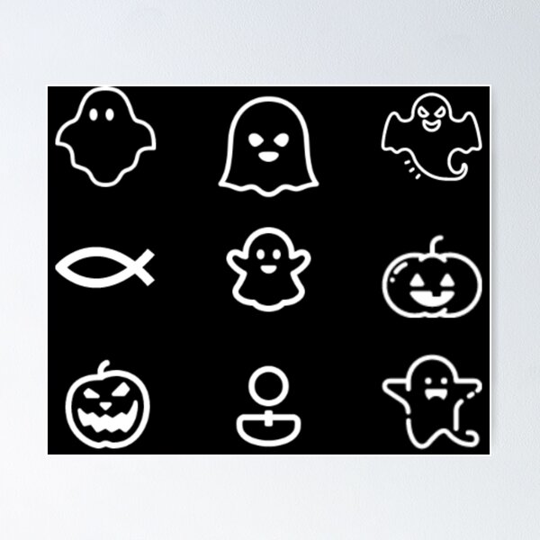Item preview, Boo Spirit Airlines – Minimal Ghost & Pumpkin Sticker Set designed and sold by Yasmine Mohammed.
