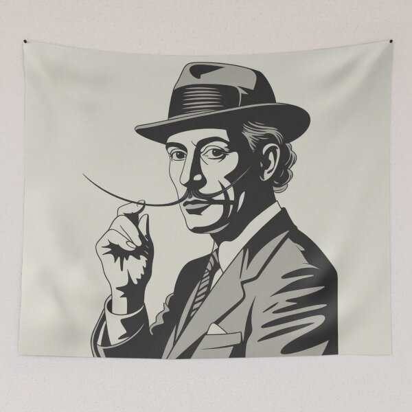 Item preview, Surrealist Portrait in Black and White with Hat and Mustache designed and sold by RAISC.