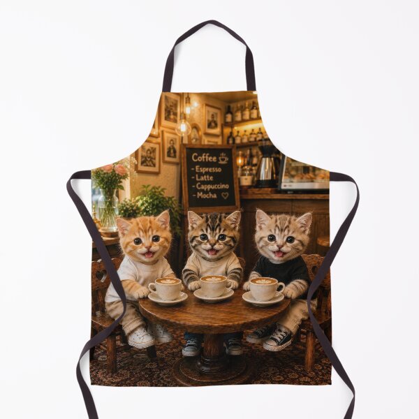 Item preview, Three Tiny Kittens Having Coffee in a Cozy Vintage Cafe designed and sold by dreamybyana.