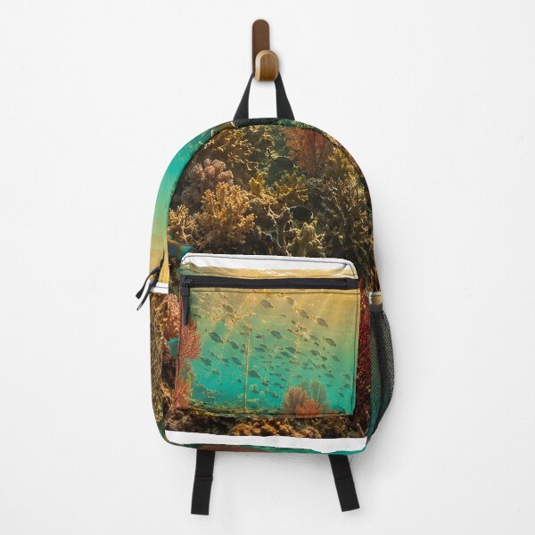 Item preview, Spectacular Living Coral Reef Underwater — Sea Turtle Parrotfish Shark Yellow Butterfly Fish Red Sea Fan Golden Light Shafts — Award Winning Nature Photography designed and sold by Bossygraphicske.