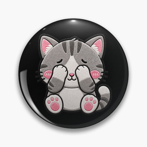 Item preview, Kawaii Blushing Cat Embroidery Patch | Cute Chibi Kitten designed and sold by ColorSplash123.