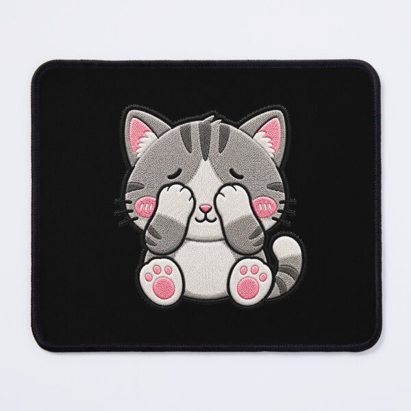 Item preview, Kawaii Blushing Cat Embroidery Patch | Cute Chibi Kitten designed and sold by ColorSplash123.