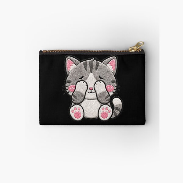 Item preview, Kawaii Blushing Cat Embroidery Patch | Cute Chibi Kitten designed and sold by ColorSplash123.