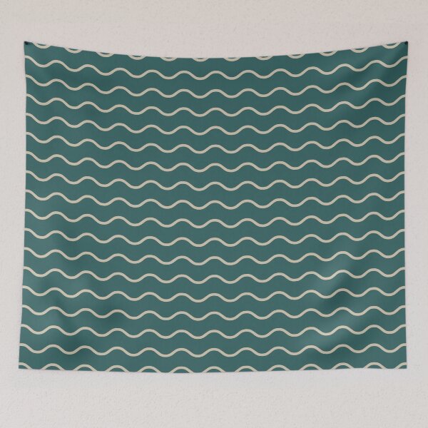 Item preview, Teal And Beige Waves Pattern designed and sold by pattern-archive.