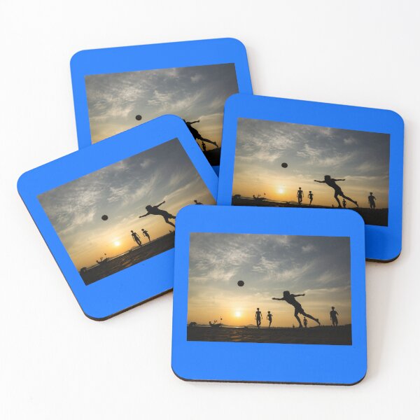 Item preview, Beautiful Sunset Beach Silhouettes People Playing Ball designed and sold by Ciuszkoland.