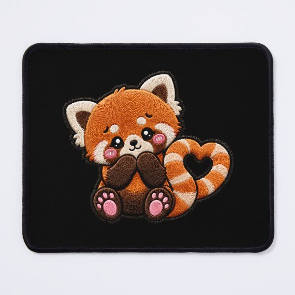 Item preview, Kawaii Red Panda Heart Tail Embroidery Patch | Cute Chibi designed and sold by ColorSplash123.
