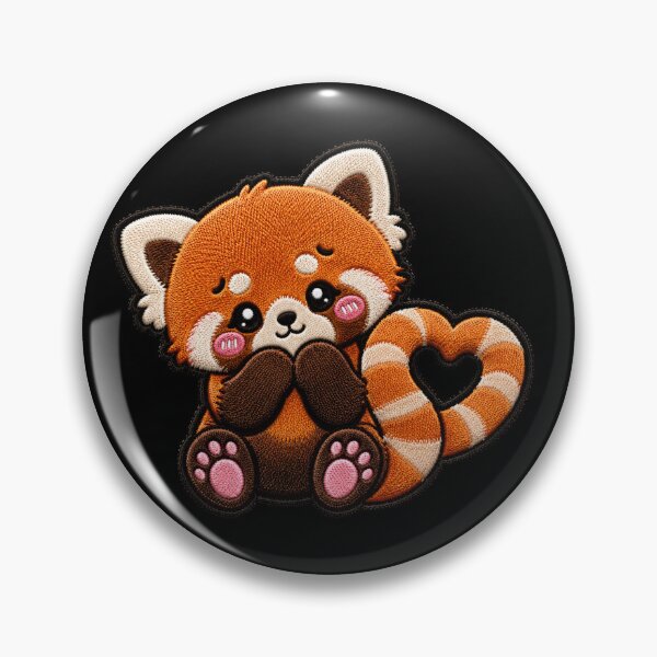 Item preview, Kawaii Red Panda Heart Tail Embroidery Patch | Cute Chibi designed and sold by ColorSplash123.