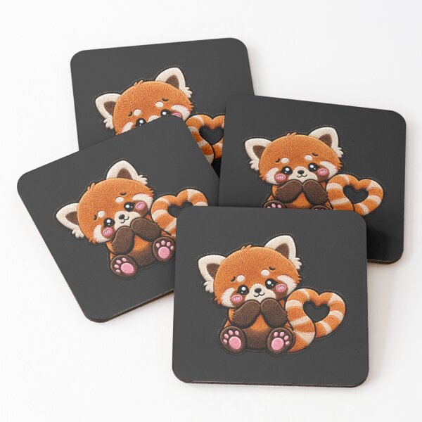 Item preview, Kawaii Red Panda Heart Tail Embroidery Patch | Cute Chibi designed and sold by ColorSplash123.