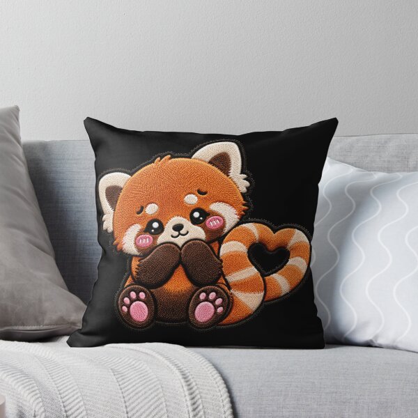 Item preview, Kawaii Red Panda Heart Tail Embroidery Patch | Cute Chibi designed and sold by ColorSplash123.