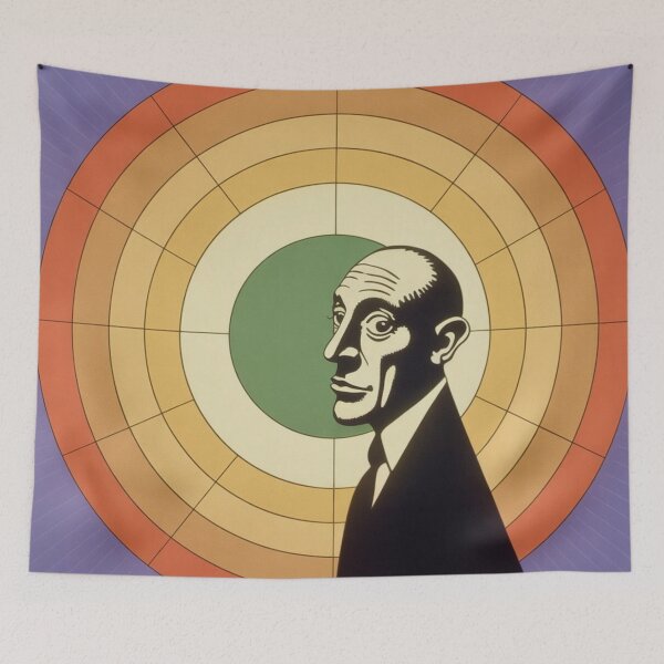 Item preview, Male Portrait in Black and White with Ochre Circles designed and sold by RAISC.