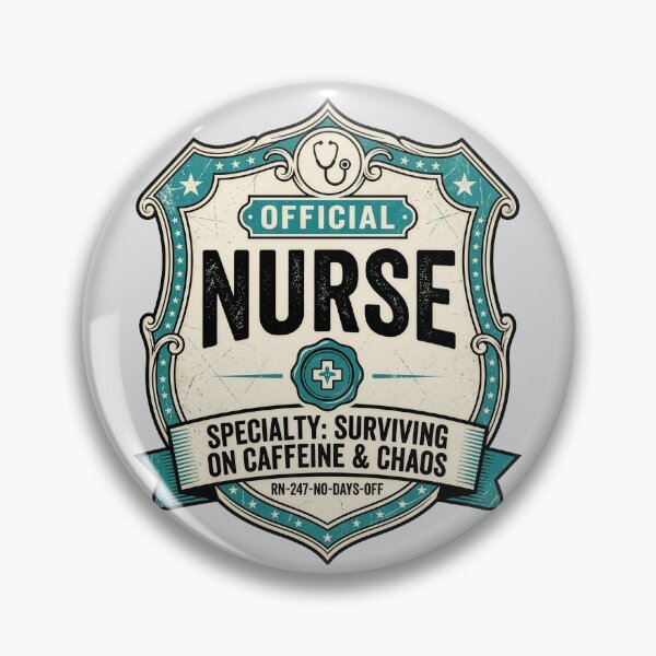 Item preview, Official Nurse Badge Surviving On Caffeine And Chaos Funny Nurse Gift designed and sold by StillWildink.