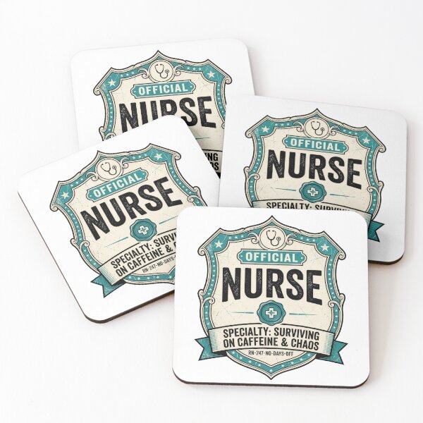 Item preview, Official Nurse Badge Surviving On Caffeine And Chaos Funny Nurse Gift designed and sold by StillWildink.