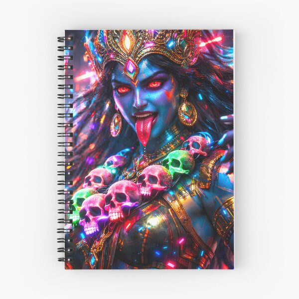 Item preview, Kali Neon Skull-Necklace Warrior — Hindu God Art | Cyberpunk designed and sold by CosmicLotusArt.