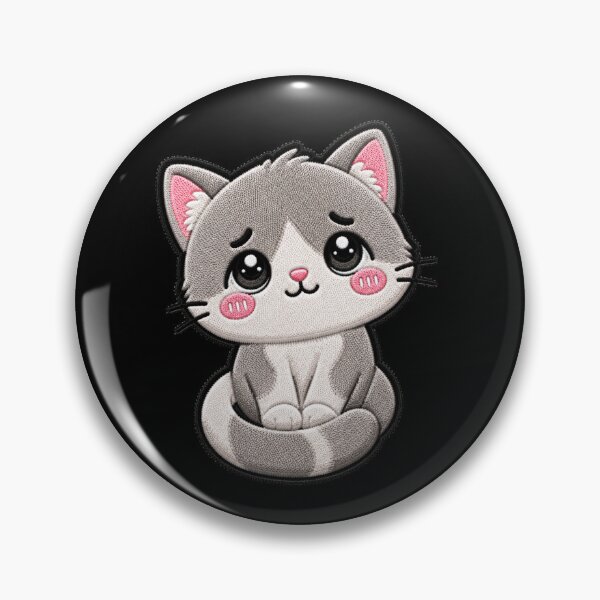Aperçu de l'œuvre Écusson brodé Chat timide Kawaii | Chaton chibi mignon créée et vendue par ColorSplash123.