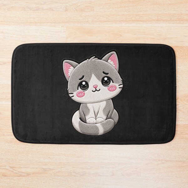 Aperçu de l'œuvre Écusson brodé Chat timide Kawaii | Chaton chibi mignon créée et vendue par ColorSplash123.