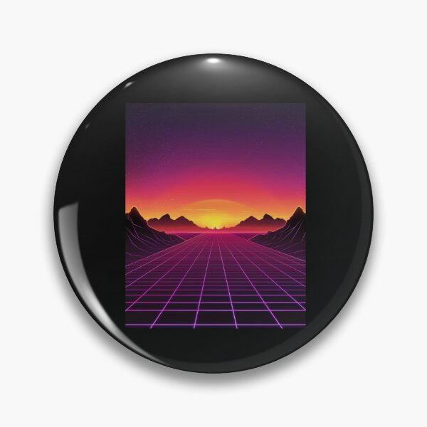 Item preview, Neon Grid Sunset Synthwave Retro Landscape designed and sold by RetroWaveArtCo.